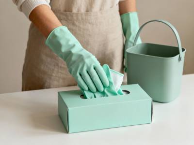 Preparing for cleaning with proper PPE